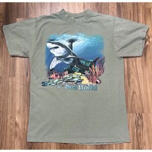 Vintage 90s SeaWorld Great White Shark Reef T Shirt Mens Large Nature Tultex Tag